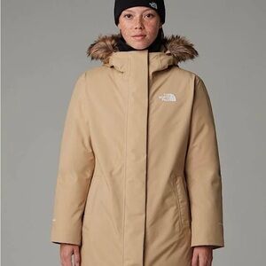 The North Face Women's Beige Ski Jacket with Fur Hood